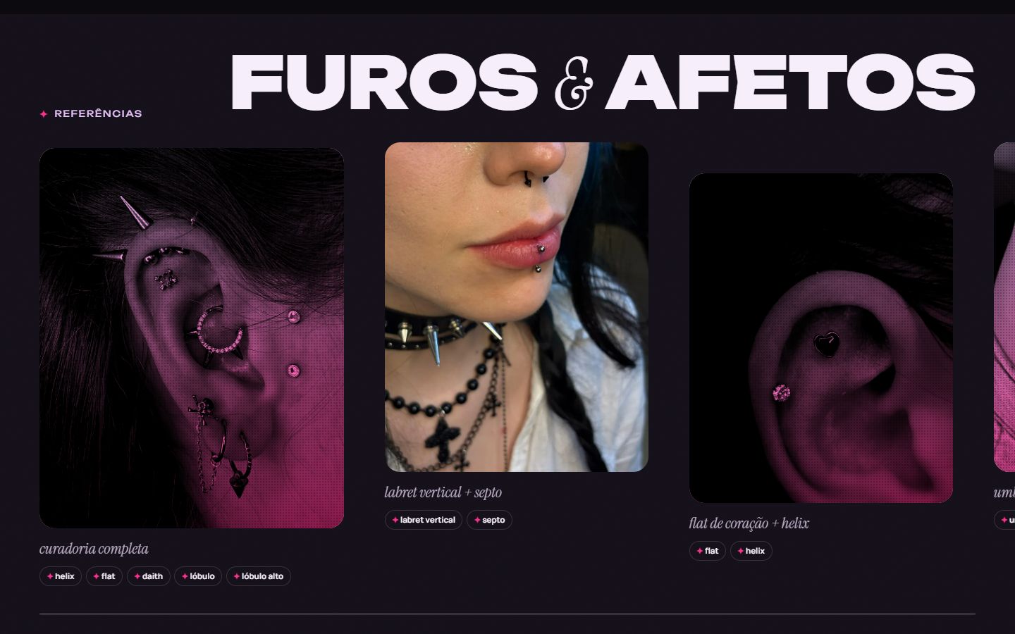 Galeria Furos e Afetos do site da Tali